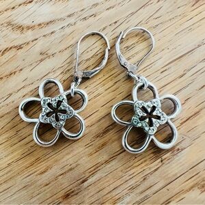 Brighton Infinity Flower Earrings Silver Plate Daisy Crystals Pendant Retired
